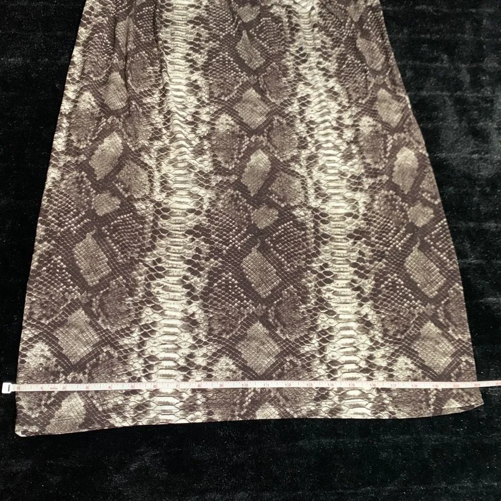 Michael Kors Brown Snakeskin Print Draped Sleeveless Dress L Buckle Animal Print